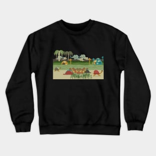 Family of dinos, rhinos and turtles in the jungle Crewneck Sweatshirt